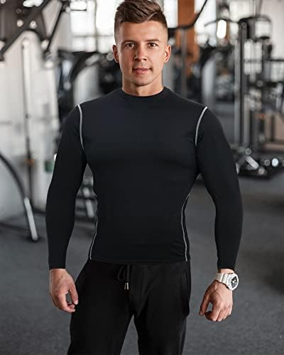 Кошули за атлетски компресии на хикарер 6 пакуваат суви атлетски тренинзи што трчаат кошули со долг ракав врвни спортски кошули