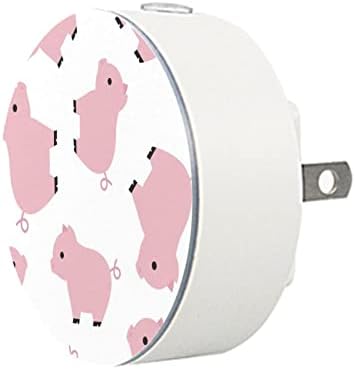 2 приклучок за приклучок за пакување предводена ноќна светлина светло розова цртана боја свиња бела позадина со сензор за самракот до гума
