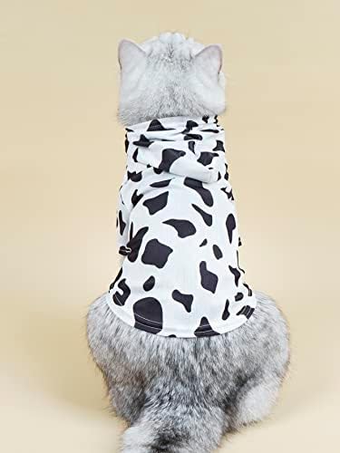 Qwinee Cow Dog Hoodie Doggie Cute Sweatshirt Cat Puppy Cosplay костуми кошули за мали кучиња маче писе црно -бело XS