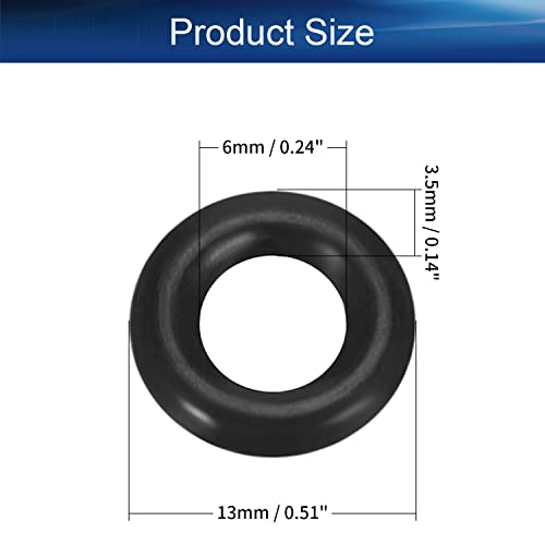 Bettomshin 5Pcs Fluorine Rubber O-Rings, 0.51 x 0.24 x 0.14 Black Metric FKM Sealing Gasket for Replacement Machinery Plumbing and Pneumatic