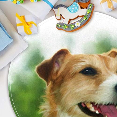 Heoeh симпатично домашно милениче куче насмевка уметност, нелизгазат 15,7 тркалезна област килими теписи за деца спална соба бебе соба