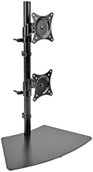 Трип Лајт двоен монитор за монитор/стегач, вертикална, вртење и навалување, 15-27 инчи, дисплеј со рамен екран, монтажа на десктоп, црна
