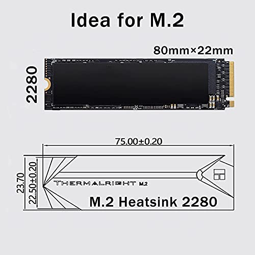 M.2 2280 SSD ладилник за топлина, двострана топлинска мијалник со термички силиконски влошки за компјутер M.2 PCIe NVME SSD, M.2 SATA