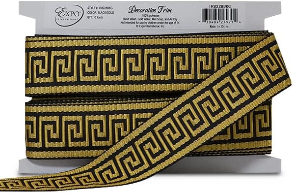 Облеки од дворот Александар 1 3/4 Грчки клуч ткаен црно/злато | трим