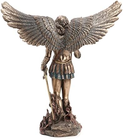 Веронез Дизајн 12 1/4 инчен висок Архангел Свети Мајкл Студената смола Античка бронзена финиш Скулптура Статуа