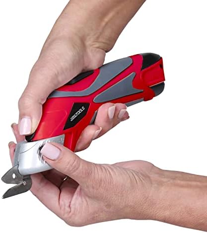 Одлични работни алатки Електрични ножици за кутии за електрични ткаенини ножици безжични електрични ножици за полнење на ножици - црвени, 2