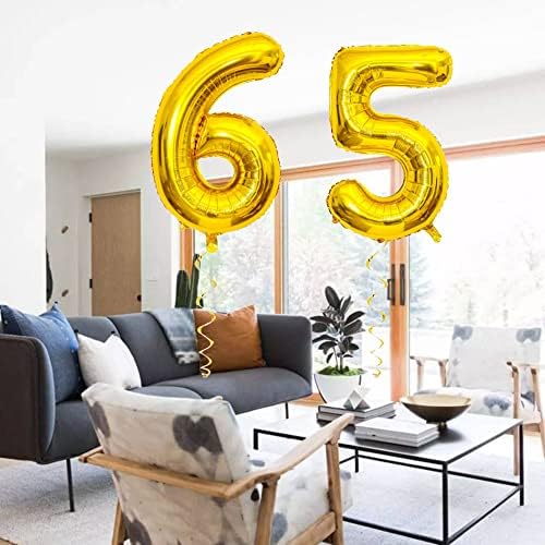 Maigendoo jumbo 65 број балон 40 инчи големи цифри балони Огромна хелиум балон балон миларна балон со вртежи украси за 65 -та роденденска забава