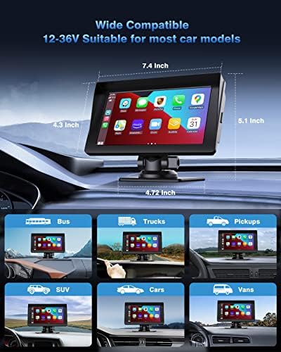 VSTARK Најновиот Безжичен Apple Carplay Екран, Пренослив Цртичка Монтирање Автомобил Игра Адаптер GPS Навигација За Автомобили, 7 Инчен Екран