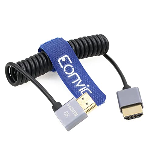 Eonvic 2.1 Hdmi Намотан Кабел 8K HDMI До HDMI Кабел Со Голема Брзина Тенок HDMI Машки До Машки Продолжувач Плетен Намотан Кабел
