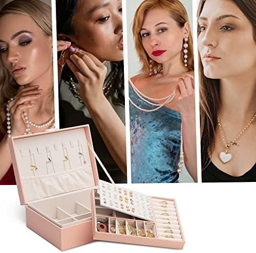 само неверојатна Розова Кутија За Складирање Накит Пренослива Кутија За Мини Накит За Патување Кожен Прстен За Накит
