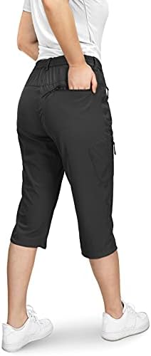 33.000 метри женски панталони за голф Капри, случајни брзо суво Upf 50+ лесни панталони за пешачење со товар со џебови
