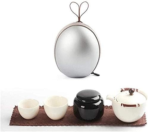Лианксиао-Мини Комплет За Чај Керамичко Мало Јајце Едноставна Торба За Носење Домашна Канцеларија Патување На Отворено-Сиво
