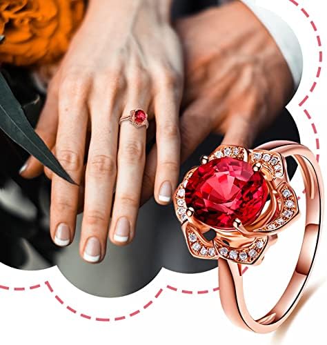 2023 година Нови дами прстен моден розов прстен за прстени на ден на црвен циркон предлог за закуска прстен на в Valentубените