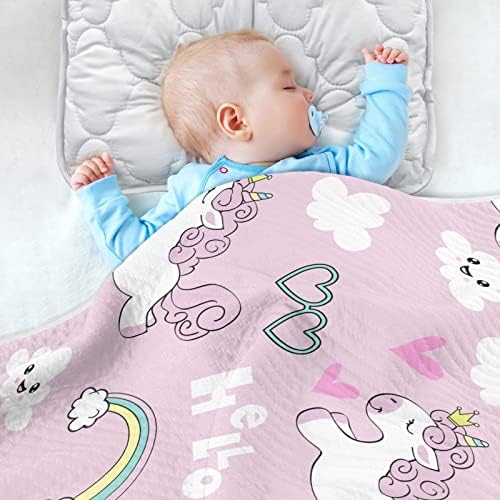 Swaddle Cluter Flying Unicorn Cotton Problice за новороденчиња, примање ќебе, лесен меко залепетено ќебе за креветчето, шетач, расадници