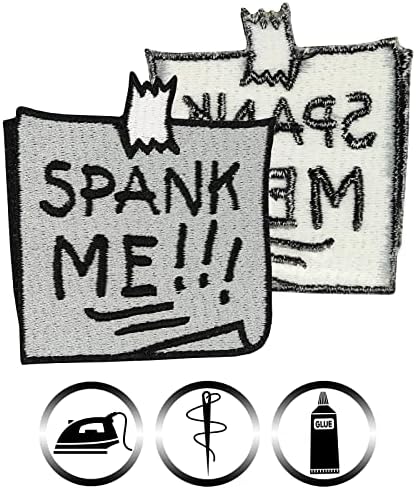 Spank Me Anfrual Patch со слоган „Spank Me“ Ironелезо на додаток за лепенка ткаенина шијте на амблем со белешка за белешки за