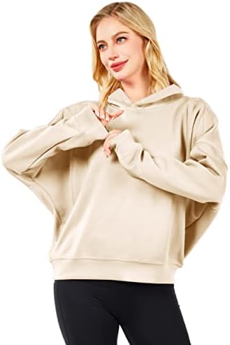 Yswенски женски долг ракав обичен цврста боја основен качулка пулвер лабава лилјак кошула