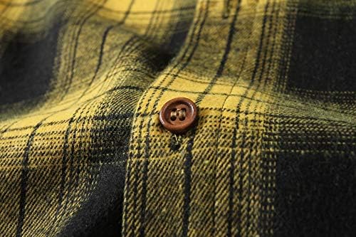 Копчето SSLR-FLANEL-Shirt-за-ман-долга ракав надолу со кошула карирана случајна