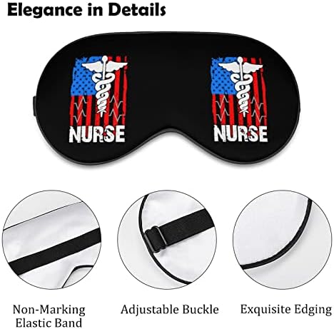 Медицинска сестра патриотска американска знаме печатена маска за спиење очите мека капа за очи со прилагодлива лента за ноќни очила за