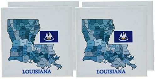 3dRose CST_192448_3 Знаме И Карта На Луизијана Со Секоја Парохија Означени И Обоени Керамички Плочки Подлоги, Во собата на 4