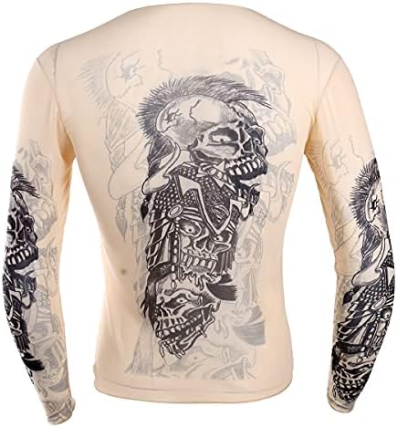 Nikiikoo Sports Sports Long Speeve Elastic велосипедизам фитнес маица лажна тетоважа племенска инспирирана печатена врвови
