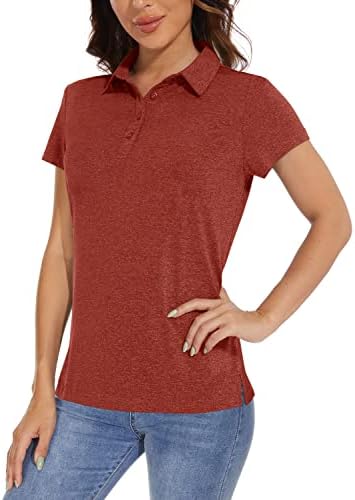 Женски маици со полови кошули со кратки ракави за кратки ракави Брзо сув UPF 50+ Сонце заштита од лесна кошула со 4-копчиња со 4-копчиња