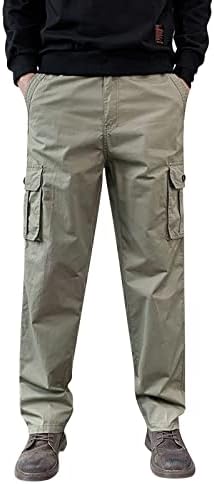 SGAOGEW MENS CARGO панталони Еластични половини за мажи мода случајно лабава памучна џеб чипка панталони комбинезони мајки подароци