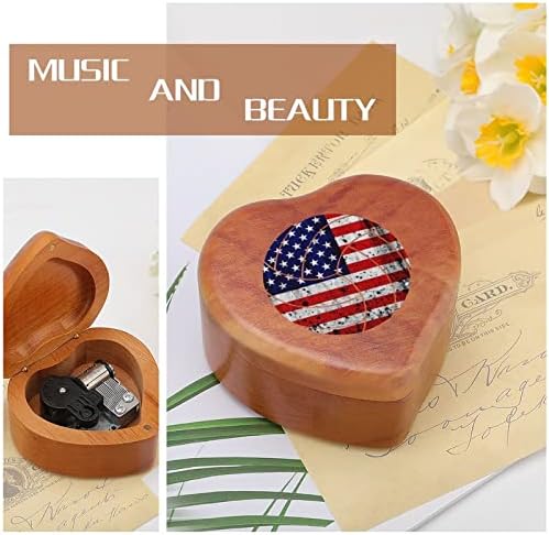 Одбојка на знамето во САД, дрвена музичка кутија со срцев облик на срцеви кутии гроздобер дрвена кутија за подарок