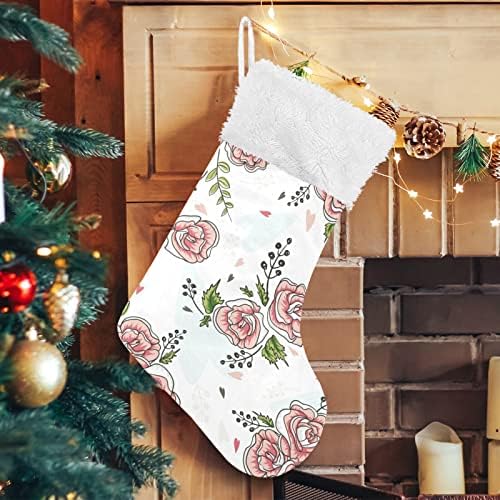 Алаза Божиќни чорапи розови цвеќиња шема класични персонализирани големи декорации за порибување за семејни сезонски празници