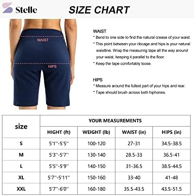 Stelleенски женски 10 “високи половини атлетски шорцеви во Бермуда долги шорцеви со џебови за тренингот за трчање по јога