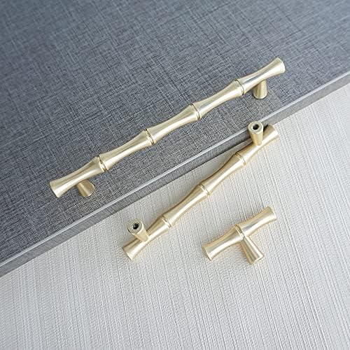 MFYS Gold Bamboo фиока влече рачки за рачки на копчињата за влечење на вратата на вратата на гардероба