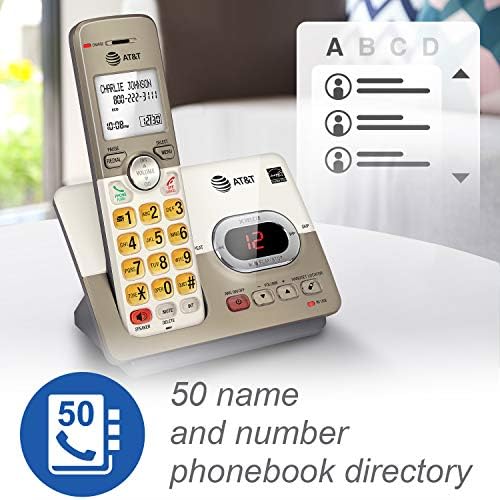 AT & T EL52513 5-HENDSETELENELENE телефон со систем за одговарање и копчиња за позадинско осветлување на XL
