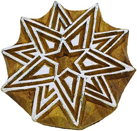S2J Индиски дрво блок за украсување Декоративни марки блок -отпечаток starвезда со рачно печатење блок