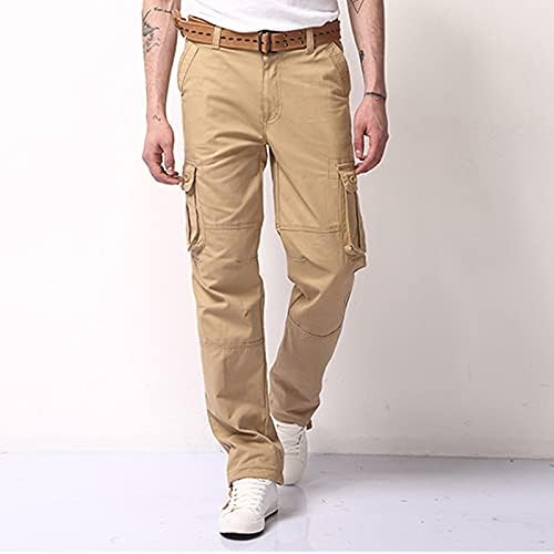 Машки панталони за мажи Gdjgta Ripstop пешачење со права работа панталони опуштени вклопени големи и високи риболов на отворено со 6 џебови