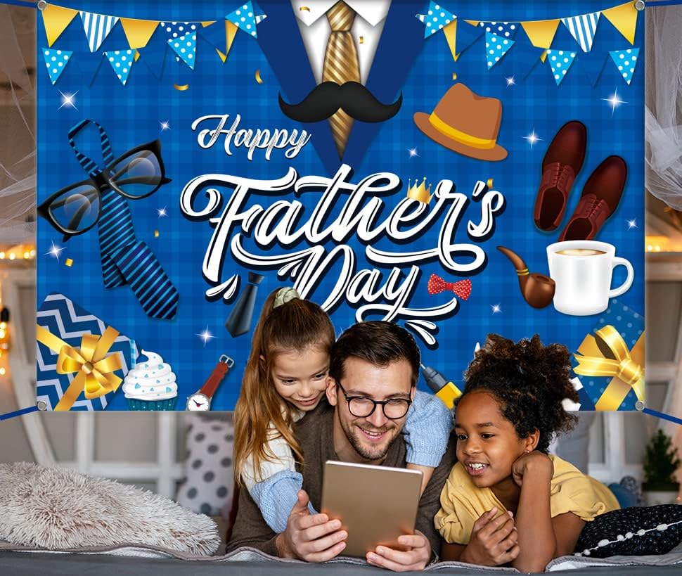 Среќен Ден На Таткото Декорација На Позадина-Денот На Татковците Голема Сина Кошула Позадина Позадина Банер За Фото Кабина На Таткото