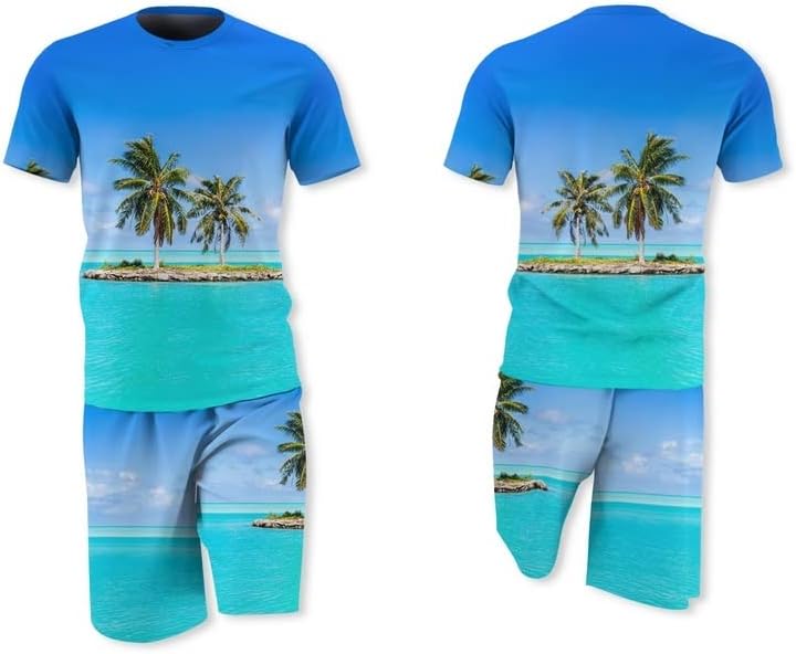 WSSBK летен остров одмор одмор за одмор за машки кратки ракави панталони костуми мода маица машки