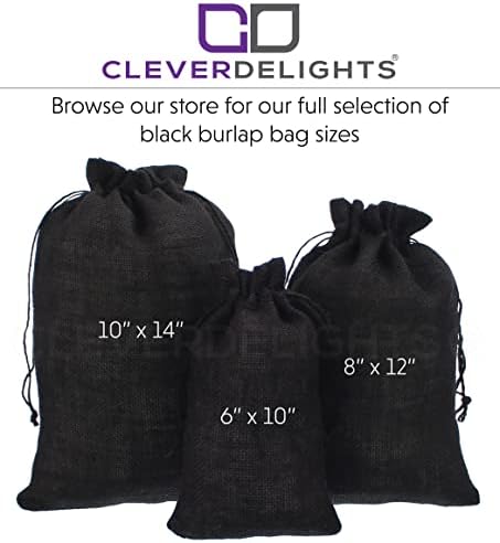 Cleverdelights 6 x 10 Црнки со црни бурлап - 10 пакувања - вреќи за влечење на јута