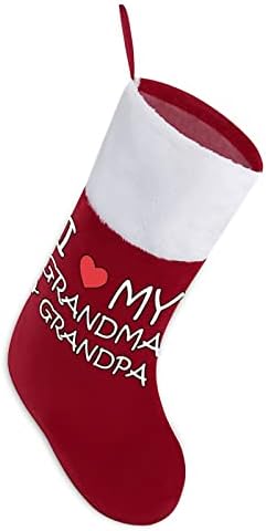 Јас ги сакам дедо ми и баба Божиќно порибување чорапи печати Божиќно дрво од камин