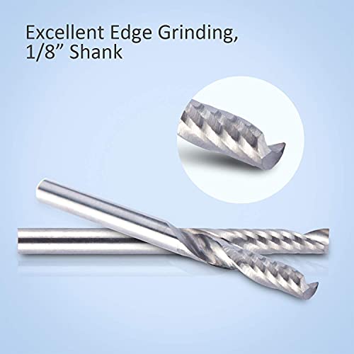 HQMaster 1/8 Shank CNC Router Bits Inch Shank 3.175mm End Mill Single Flute Spiral Router Bit Milling Cutter Upcut Cutting Engraving Single