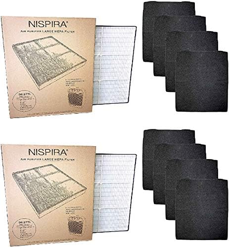 Nispira True Hepa Carbon Pre Filter Set компатибилен со Whirlpool Whispure Голем прочистувач на воздухот 510 AP510, AP530, AP450, AP45030HO,