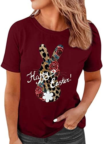 Велигденска мама зајаче Т Ширтр за жени зајак печати смешен маичка краток ракав мама обични графички маички врвна блуза