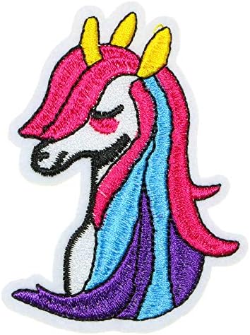 JPT - Еднорог симпатична виножито коњски цртан филм Деца везени апликации железо/Шие на закрпи со значка симпатична лого -лепенка на елек јакна кошула капа од џан обл