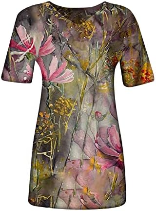Графички маици на Зефотим, летни гроздобер цвеќиња, врзани кошули за печатење во боја, врвови, обични кратки ракави, блузи