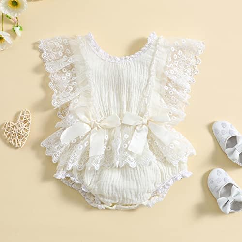Каипиклос новородено девојче облекување пеперутка Рафла чипка ромпер џемпери со каросерија половина од 1 роденден фустан од фотошут