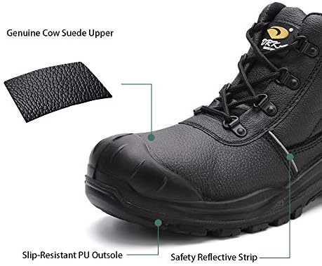 DRKA, отпорни на вода, чизми за челични пети за мажи, 6 '' безбедносни чизми со оценка на EH EH