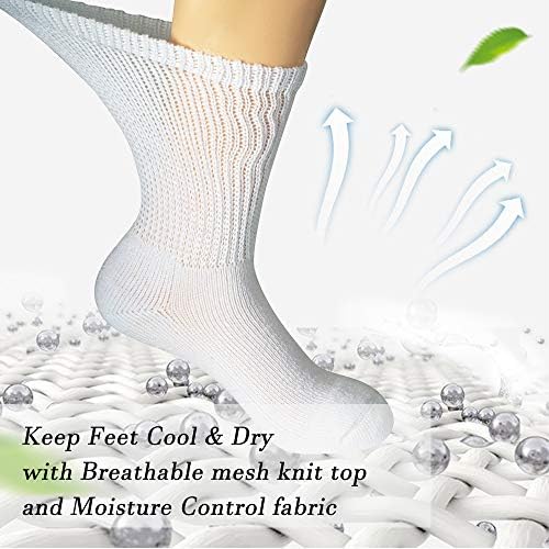 +Д-р необврзувачки дијабетични чорапи за мажи-6 парови медицински циркулаторни екипи чорапи со перниче ѓон кафеава 9-11