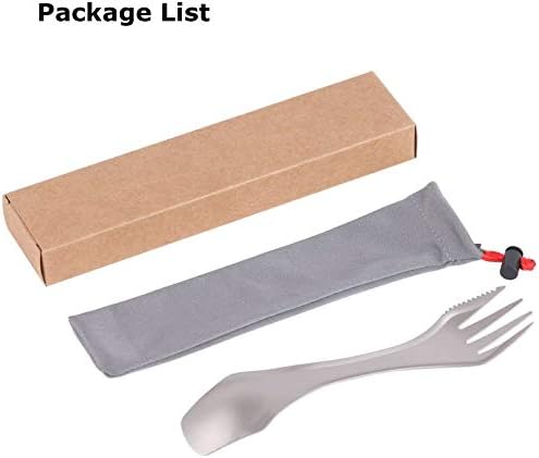 Атиап 3-во-1 прибор вилушка, 3 во 1 титаниумска лажица вилушка, мулти функционална прибор за прибор за прибор за јадење за ранец за пешачење