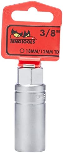 Teng Tools 14mm 3/8 инчен диск 6 точки приклучок за свеќички со гумен вметнат - M380039 -C, сребро