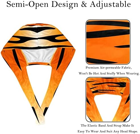 Работно капаче од портокалова и црна тигар со копчиња и прилагодлива вратоврска за врзани за џемпери за жени мажи за жени