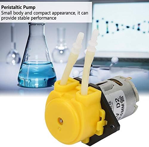 Перисталтичка пумпа DC 12V, перисталтична течна пумпа лабораторија Перисталтична пумпа 2 × 4мм жолта микро вода течна перисталтична пумпа за аквариум