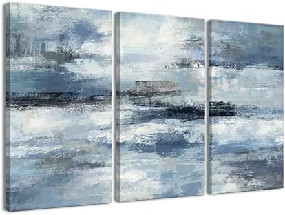 Сина и сива wallидна уметност-апстрактна слика 3 парче платно печатење wallидно сликарство модерно уметничко дело платно wallидна уметност